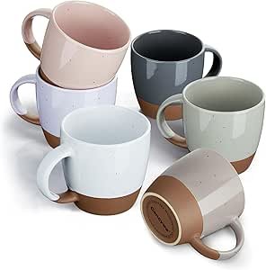 Amazon.com | Morandi Color Ceramic Coffee Mugs Set of 6 (Large),18 oz Coffee Cups with Handle, Latte Mug, Big Mug for Women, Men, Great for Tea Hot Chocolate, Microwave Safe,...
