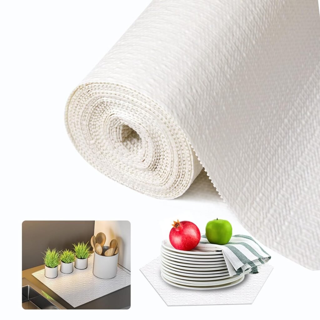 Beautysaid Shelf and Drawer Liner for Kitchen Cabinet, Non Adhesive Non Slip Shelf Paper Waterproof Washable Thickened for Dresser Pantry Shelve Bathroom Protector...