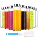 Luxfuel Clear Glass Bottles with Lids 18 oz, Reusable Glass Water Bottles with Stainless Steel Cap for Refrigerator, Juicing, 100% Leak Proof, BPA Free, Juice Bottle Drinking...