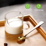 Qipecedm Espresso Cups Set of 2, 4 OZ Double Spouts Cups, Shot Glasses, Milk Cup with Handle, Clear Glass, Espresso Accessories for Machine, Small