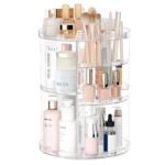 Rotating Makeup Organizer, DIY 8 Adjustable Layers Spinning Skincare Organizer, Cosmetic Display Case with Brush Holder Perfume Tray, Multi-Function Storage Carousel for Vanity...