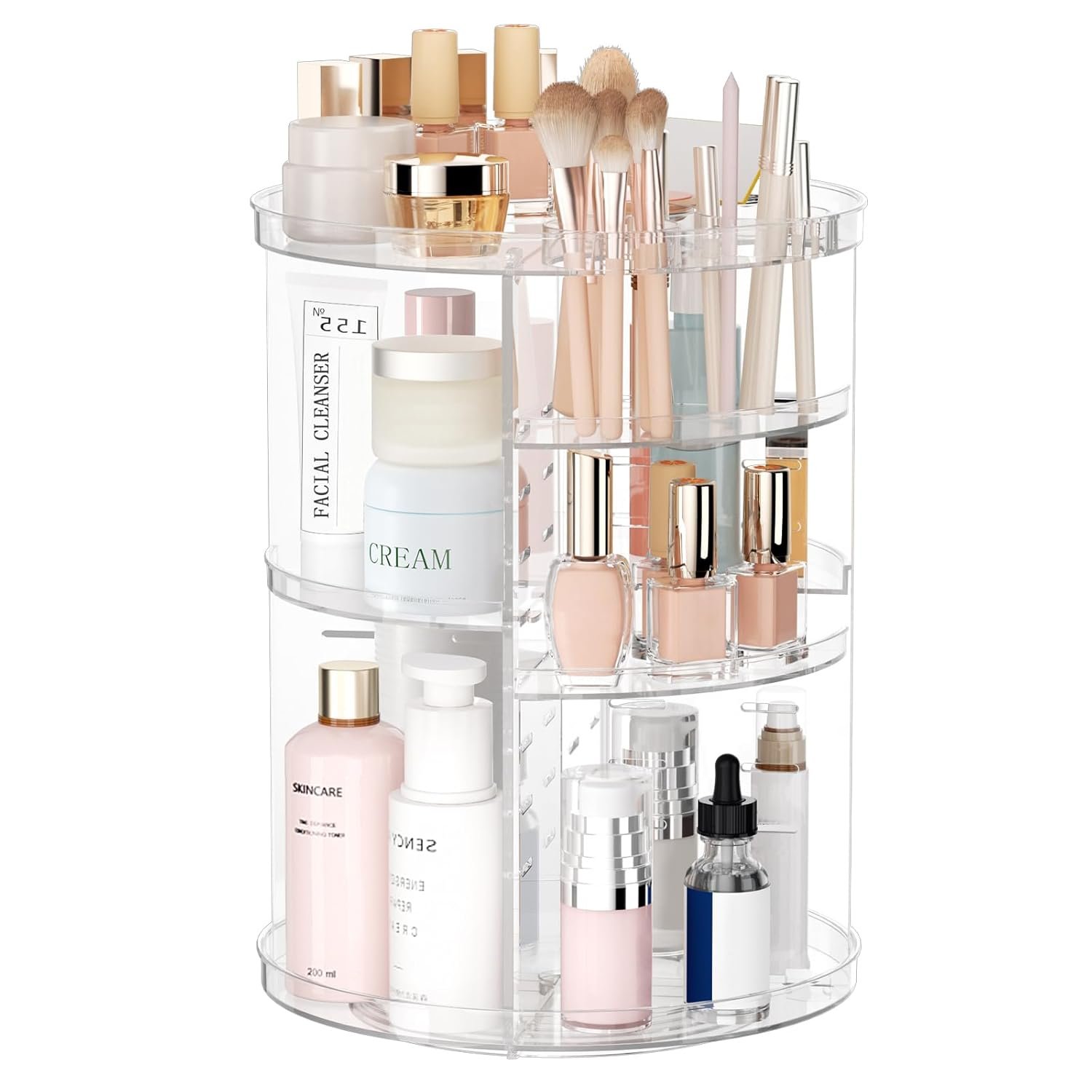 Rotating Makeup Organizer, DIY 8 Adjustable Layers Spinning Skincare Organizer, Cosmetic Display Case with Brush Holder Perfume Tray, Multi-Function Storage Carousel for Vanity... Rotating Makeup Organizer, DIY 8 Adjustable Layers Spinning Skincare Organizer, Cosmetic Display Case with Brush Holder Perfume Tray, Multi-Function Storage Carousel for Vanity...